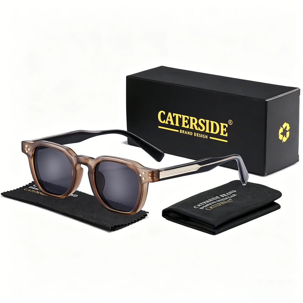 CATERSIDE New Vintage Men's Sunglasses High-Quality Square Sun Glasses Women's Outdoor Travel Beach Summer Fashion Glasses Uv400