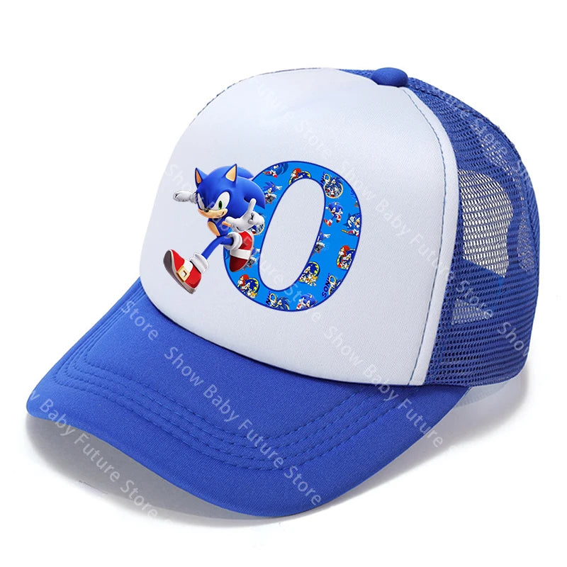 Cartoon Letters A-Z Sonics Boys Girls Baseball Caps Adult Outdoor Sports Breathable Mesh Hat Cute Anime Sunbonnet Birthday Gifts