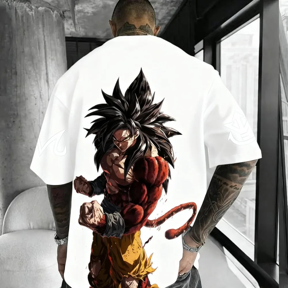 Dragon Ball Anime Super Saiyan 4 T-shirt Summer Men's and Women's Street Loose Casual Versatile Parent Child Clothing Top