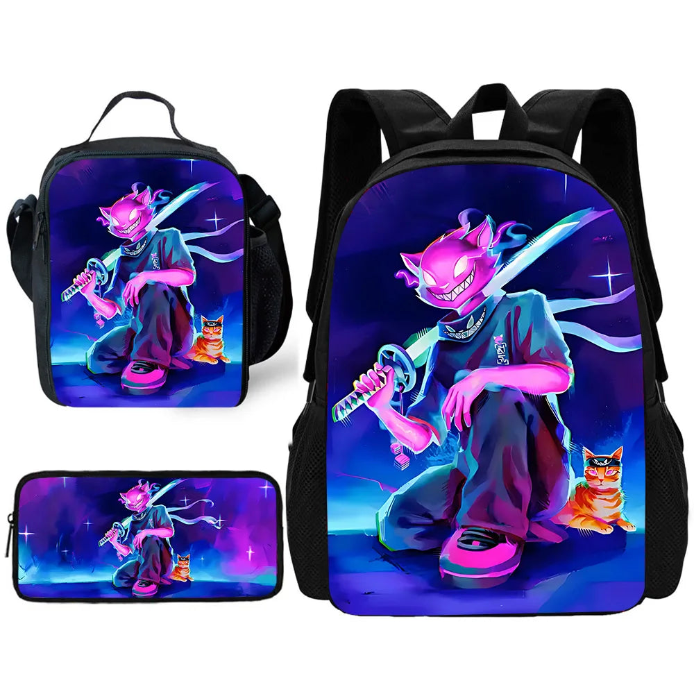 Trendiger Gaming-Schulrucksack für Kinder mit Lunchbags, Design-F-FortniteS Federmäppchen, Schultaschen für Jungen und Mädchen, ideales Geschenk