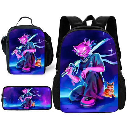 Trendiger Gaming-Schulrucksack für Kinder mit Lunchbags, Design-F-FortniteS Federmäppchen, Schultaschen für Jungen und Mädchen, ideales Geschenk