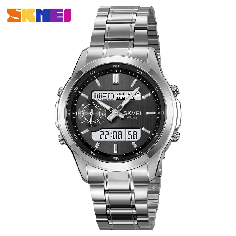 SKMEI 2284 Business Men's Electronic Multifunctional Dual Display Sports Waterproof Luminous Luxury Watch Digital Watch Reloj
