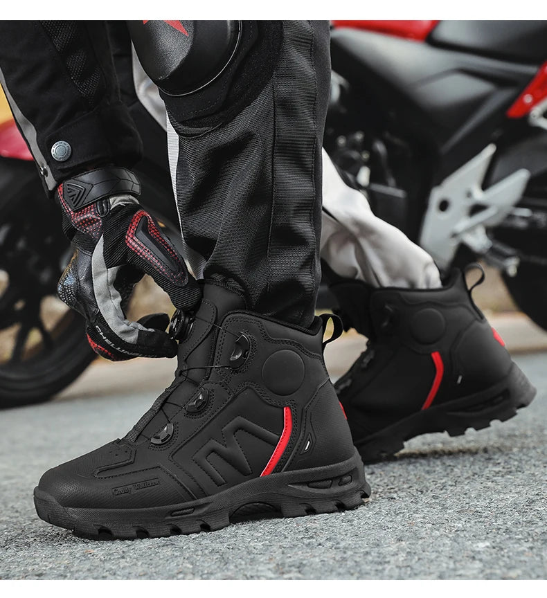 Bottes de moto imperméables pour hommes, chaussures de cyclisme pour Motocross, course de moto tout-terrain, Anti-chute, équipement respirant doux