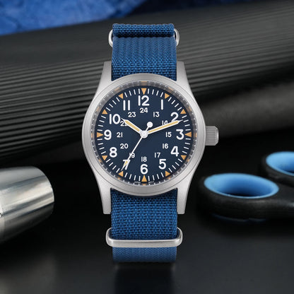 Militado ML05 38mm Military Field Watch VH31 Sweep Quartz Movement Domed Sapphire Crystal Waterproof 100M Super Luminous Watches