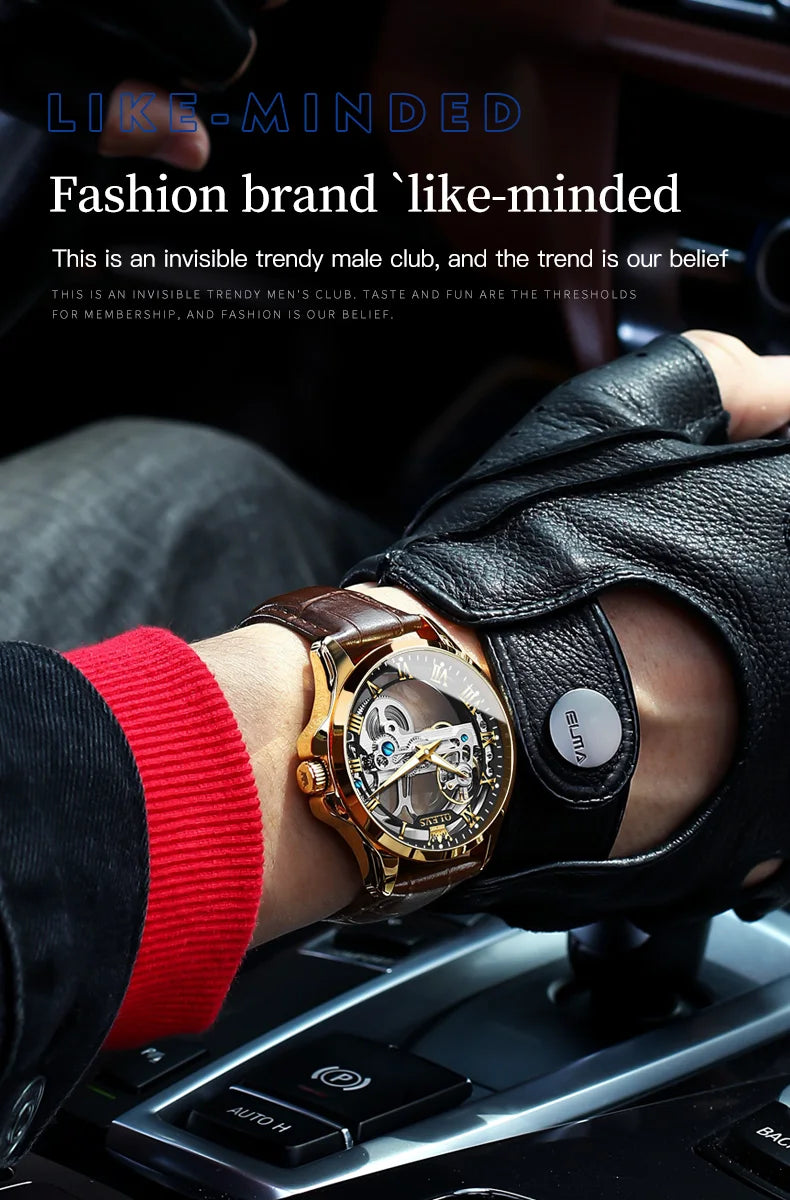 OLEVS 6661 Automatic Watch For Men Skeleton Original Mechanical Movement Man Wristwatch Waterproof Luminous Sport Men's Watches