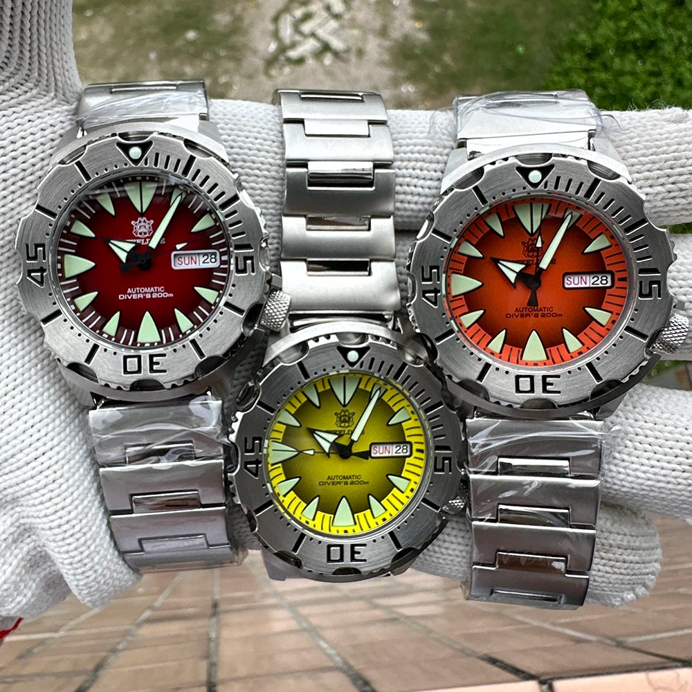 STEELDIVE SD1984 Monster Steel Strap Mechanical Watch NH36 Movt Sapphire Crystal 200M Waterproof Swiss Super Luminous Wristwatch