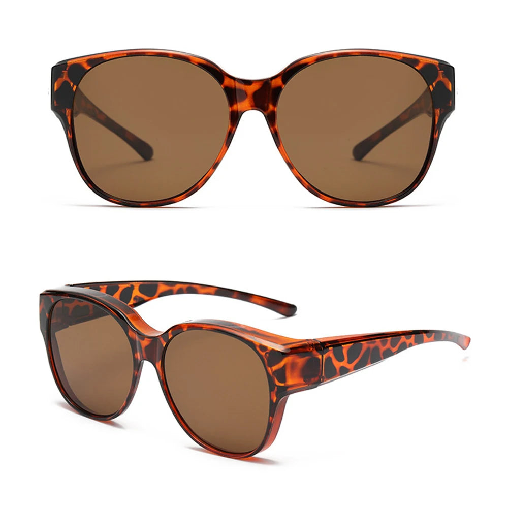 Summer UV Protection Driving Sunglasses Y2K Round Frame Wear Over Glasses Retro Fit Over Sunglasses for Women Men