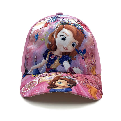 Disney Princess Elsa Anna Sofia Frozen Anime Figure Baseball Cap Terylene Peaked Cap Hat Cartoon Girl Kid's Headwear Gifts