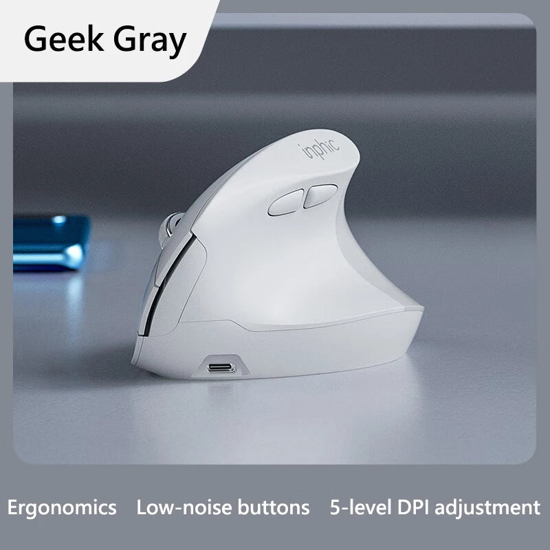 Inphic X9 PRO függőleges vezeték nélküli egér Type-C gyorstöltéssel, ergonomikus, halk irodai egér laptophoz, PC-hez, számítógéphez és gaminghez