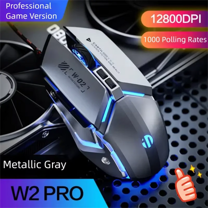 Inphic W2 2. generace USB kabelová herní myš, tiché kliknutí, kovový styl, 6 tlačítek s programováním maker, 8800DPI