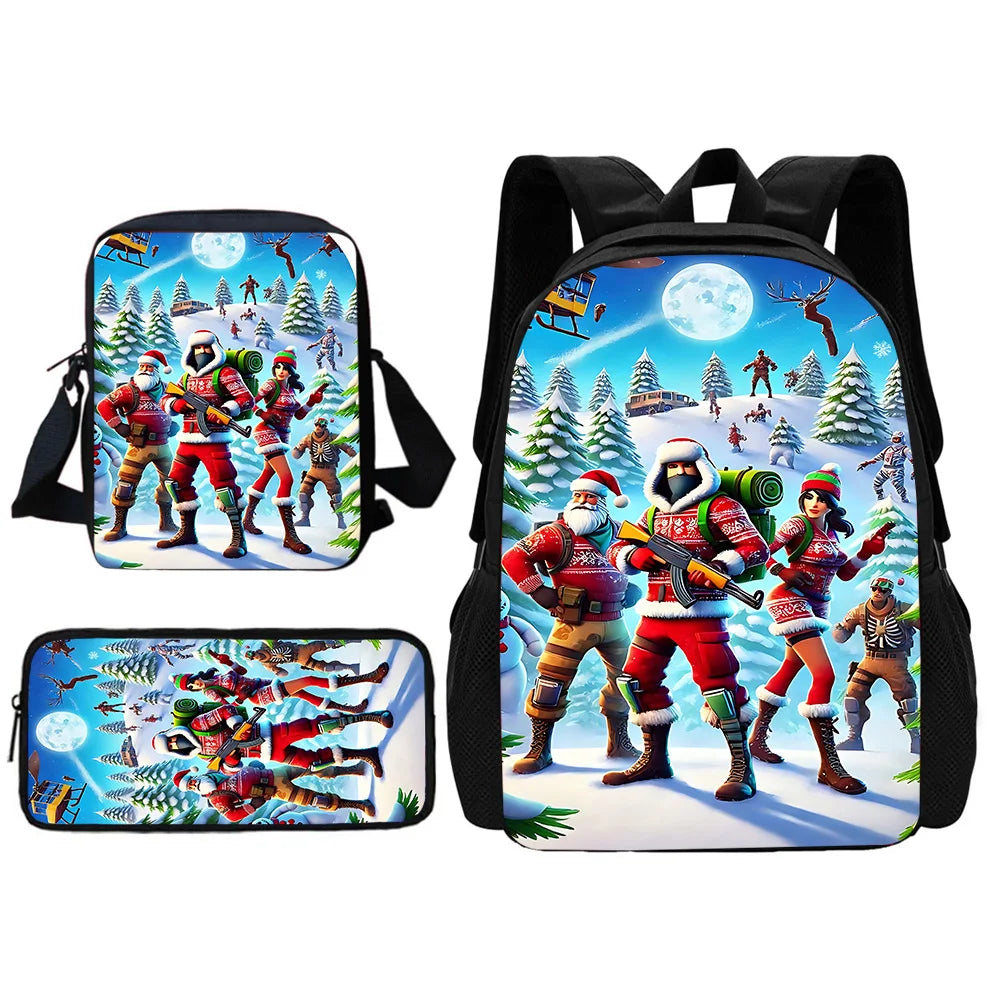 New Game FortniteS Child School Backpack With Shoulder Bag Pencil Bags School Bags for Boys Girls Best Gift