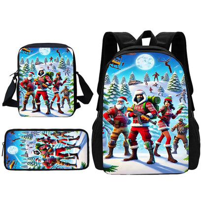 New Game FortniteS Child School Backpack With Shoulder Bag Pencil Bags School Bags for Boys Girls Best Gift