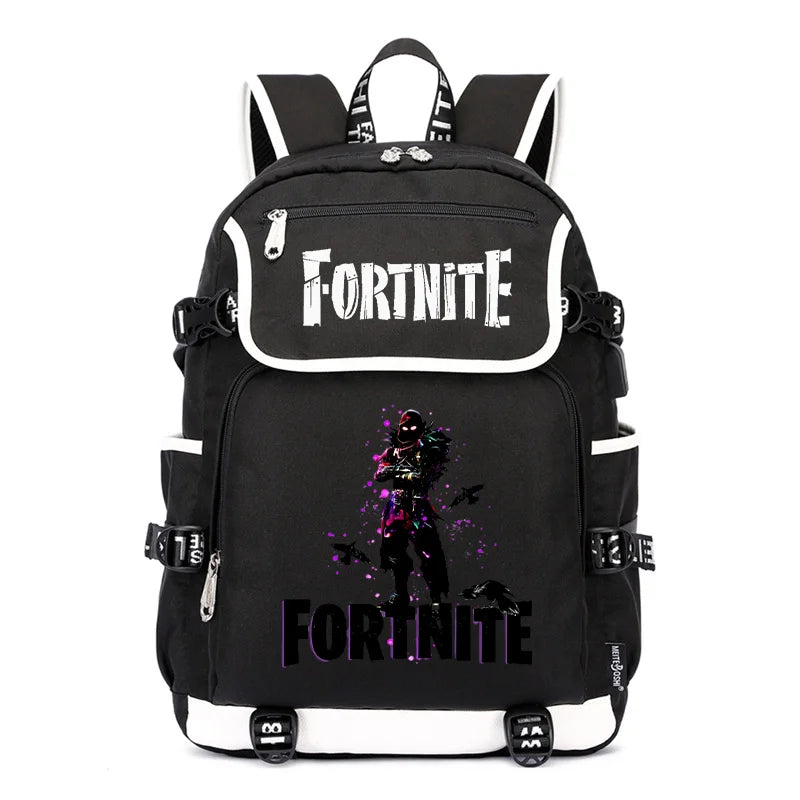 Fortnites Rucksack mit großem Fassungsvermögen, lässige Umhängetasche mit USB-Anschluss, Unisex-Anime-Schultasche für Schüler, neues stilvolles Schreibwaren-Geschenk