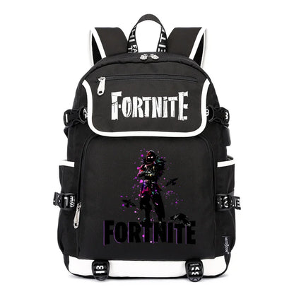 Fortnites Rucksack mit großem Fassungsvermögen, lässige Umhängetasche mit USB-Anschluss, Unisex-Anime-Schultasche für Schüler, neues stilvolles Schreibwaren-Geschenk