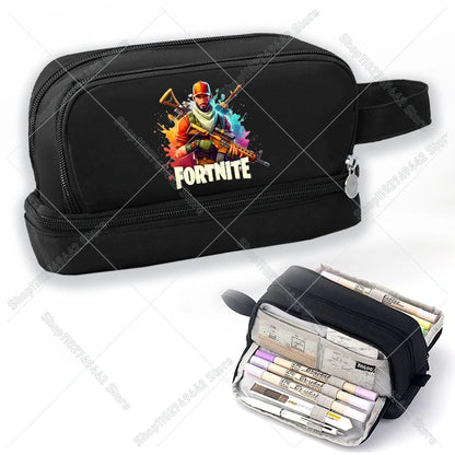 Game Anime Fortnites Student Pencil Case Cute Boy Girl Pencil Bag High-capacity Pencilcase Nylon Pen Case School Kids Stationery