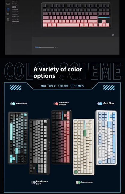 EWEADN X87 Pro Ergonomics Keyboard Mechanical Kids Side Engraving Wireless Bluetooth Triple Gaming 2.4G RGB 87 Layout Customized