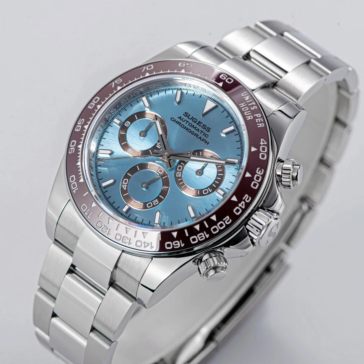 Sugess Diving Men's Watch Panda Automatic Mechanical Chronograph Peacock SL4801 Movement Wristwatch Waterproof Ceramic Bezel New
