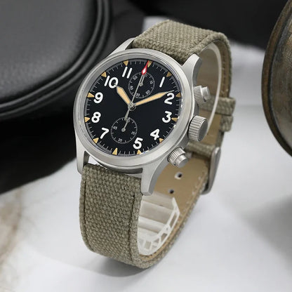 Militado VK61 VK67 Quartz Chronograph Watch 39mm 316L Stainless Steel Case 3 Dial Waterproof 100M  Multifunction Military Watch