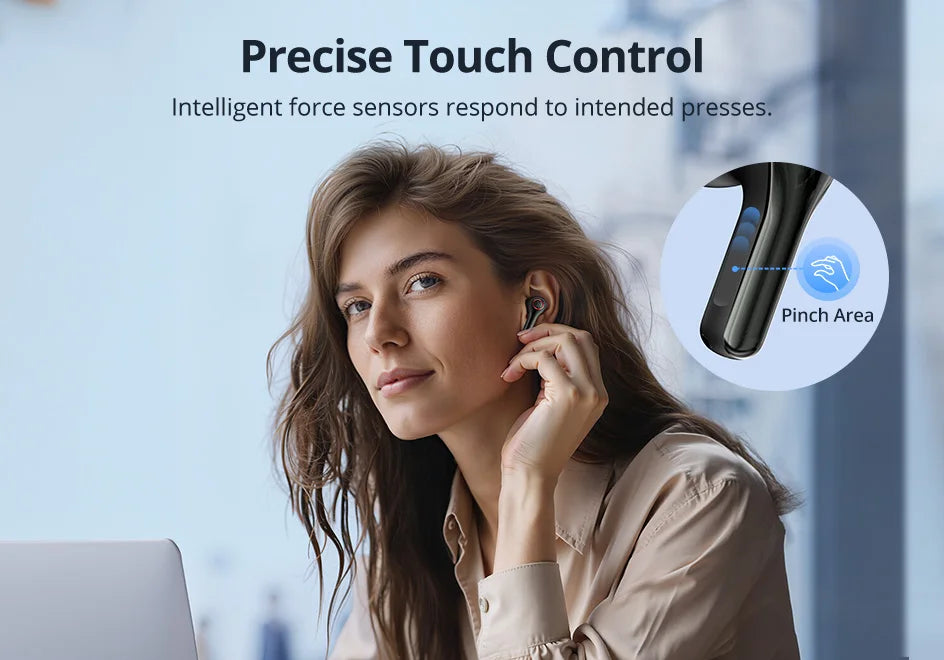 Tronsmart Sounfii NC 2 Wireless Bluetooth Earbuds – Hybrid Active Noise Cancelling (ANC), Hi-Res Audio LDAC, 40H Playtime, AI Call Noise Reduction, Waterproof TWS Earphones