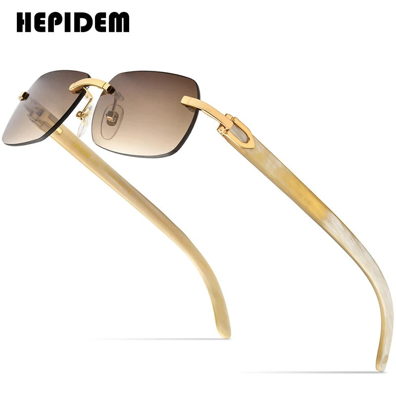 HEPIDEM Buffalo Horn Glasses Men Famous Brand Design Rimless Sunglasses Women Luxury Eyewear Horn-Rim Frameless Buffs Eyeglasses