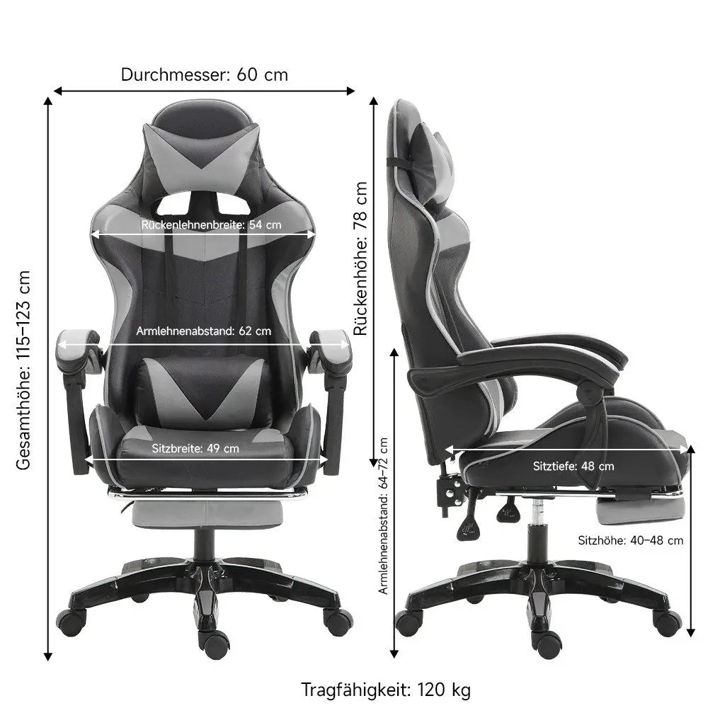 Gaming chair Gaming armchair Height Adjustable Office Chair with Adjustable Recumbent Function with Cat Ears and Pillows