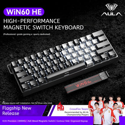 AULA WIN60 HE Magnetic  Keyboard Wired Trigger 8K Return Esports Gamer Customize RGB Mechanical Gaming Keyboard