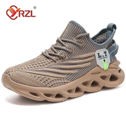 YRZL Men's Sport Shoes Breathable Lightweight Sneakers Outdoor Mesh Black Running Shoes Athletic Jogging Tennis Walking Shoes