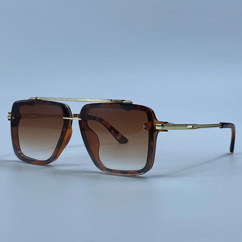 Steampunk Square Double Bridge Sunglasses Men Big 2026 Luxury Brand Designer Retro Punk Driving Sun Glasses Metal Frame Eyewear