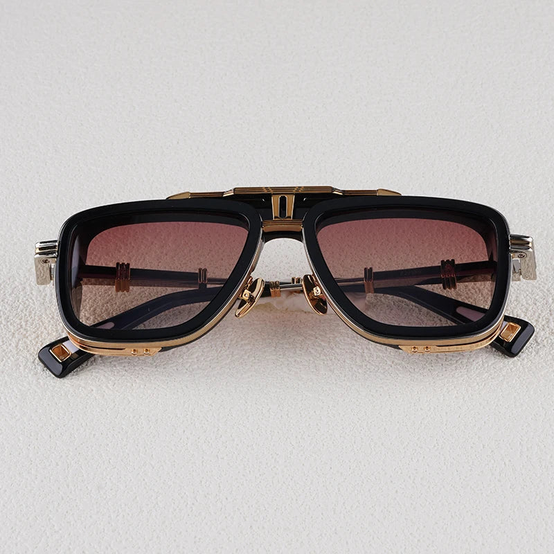 Gto Square Alloy Thick Frame Gradient Sunglasses for Men and Women High Quality Brand Designer uv400 Outdoor Trendy Eyeglasses