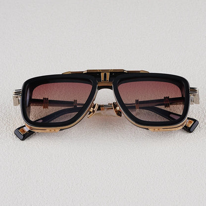Gto Square Alloy Thick Frame Gradient Sunglasses for Men and Women High Quality Brand Designer uv400 Outdoor Trendy Eyeglasses