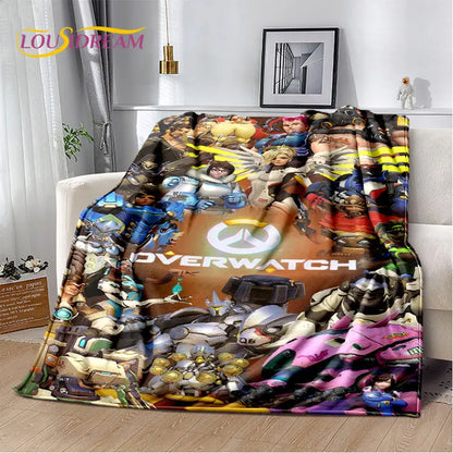 Overwatch Game Gamer DVA Reaper mekana plišana deka, flanelska deka za dnevni boravak, spavaću sobu, krevet, kauč, piknik, djecu, 3D