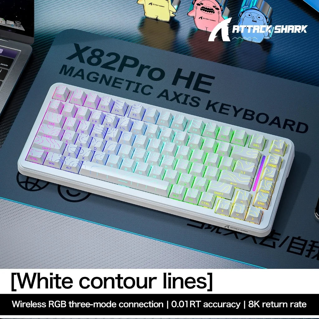 ATTACK SHARK X82Pro HE Wireless Magnetic Axis Gaming Keyboard 8KHz Rate 0.01mm RT Precision 5000mAh Tri Mode RGB 82 Keys PBT