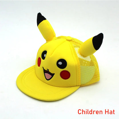 Hat Anime Pokemon Baseball Cap Hat Adjustable Pikachu Cosplay Hip Hop Cartoon Adult Hats Boy Girl Kids Birthday Gifts