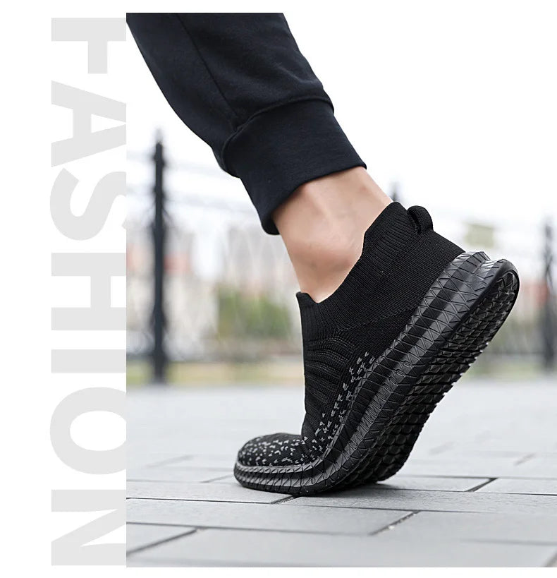 Men's Breathable Sneakers Comfortable Running Shoes Outdoor Slip-On Walking Sneakers Sock Jogging Shoes