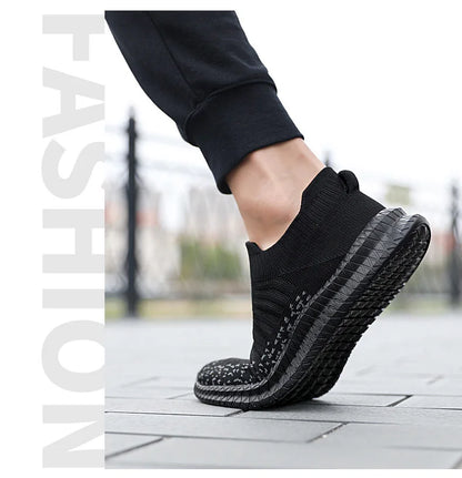 Men's Breathable Sneakers Comfortable Running Shoes Outdoor Slip-On Walking Sneakers Sock Jogging Shoes