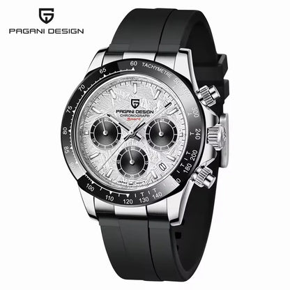 PAGANI DESIGN 1664 Luxury Automatic Mechanical Men's Watch VK63 movement AR Sapphire Crystal Rubber 100m Waterproof Men's Watch