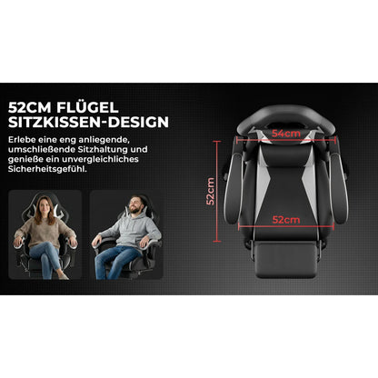 Ergonomic Gaming Chair with Lumbar Support & Headrest, Adjustable Gamer Chair, Reclining PC Office Chair with Footrest for Adults