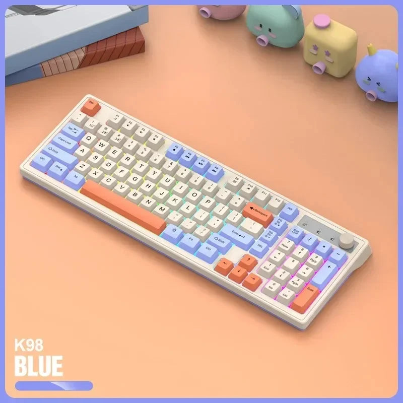 Dual Bluetooth Keyboard 2.4G Wireless Keyboard RGB Backlight Rechargeable Gaming Keyboard For MacBook iPad Tablet PC Accessories
