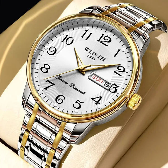 Montre de luxe pour femme, montre à quartz, montre-bracelet numérique, étanche, avec calendrier et affichage lumineux; style mode et professionnel, convient aussi aux hommes.