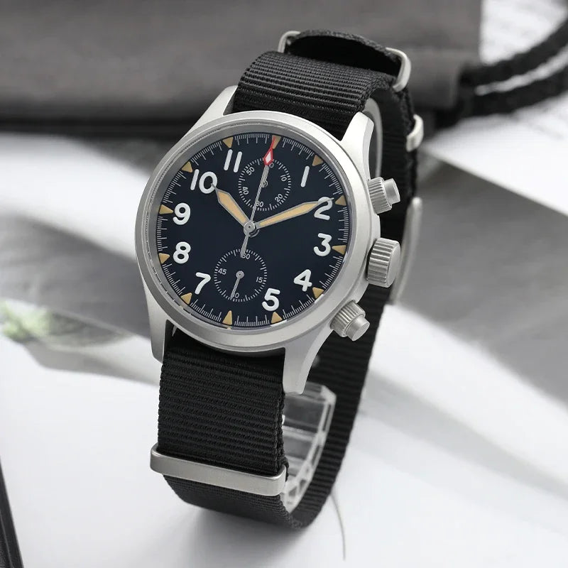 Militado VK61 VK67 Quartz Chronograph Watch 39mm 316L Stainless Steel Case 3 Dial Waterproof 100M  Multifunction Military Watch