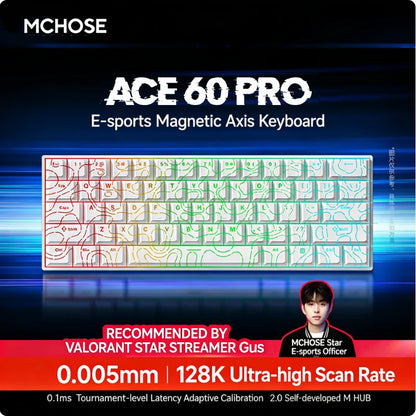 MCHOSE ACE 60 Pro ACE68 V2 Customized Magnetic Axis Gaming Mechanical Keyboard Wired Hot Swap 0.08ms 0.001mmRT 8KHz 256K SOCD/RS