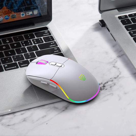 Mouse tri-mod 2.4G wireless/Bluetooth/cu fir, DPI reglabil pe 6 trepte, baterie 500mAh, iluminare RGB, mouse esports pentru gaming, macro și birou