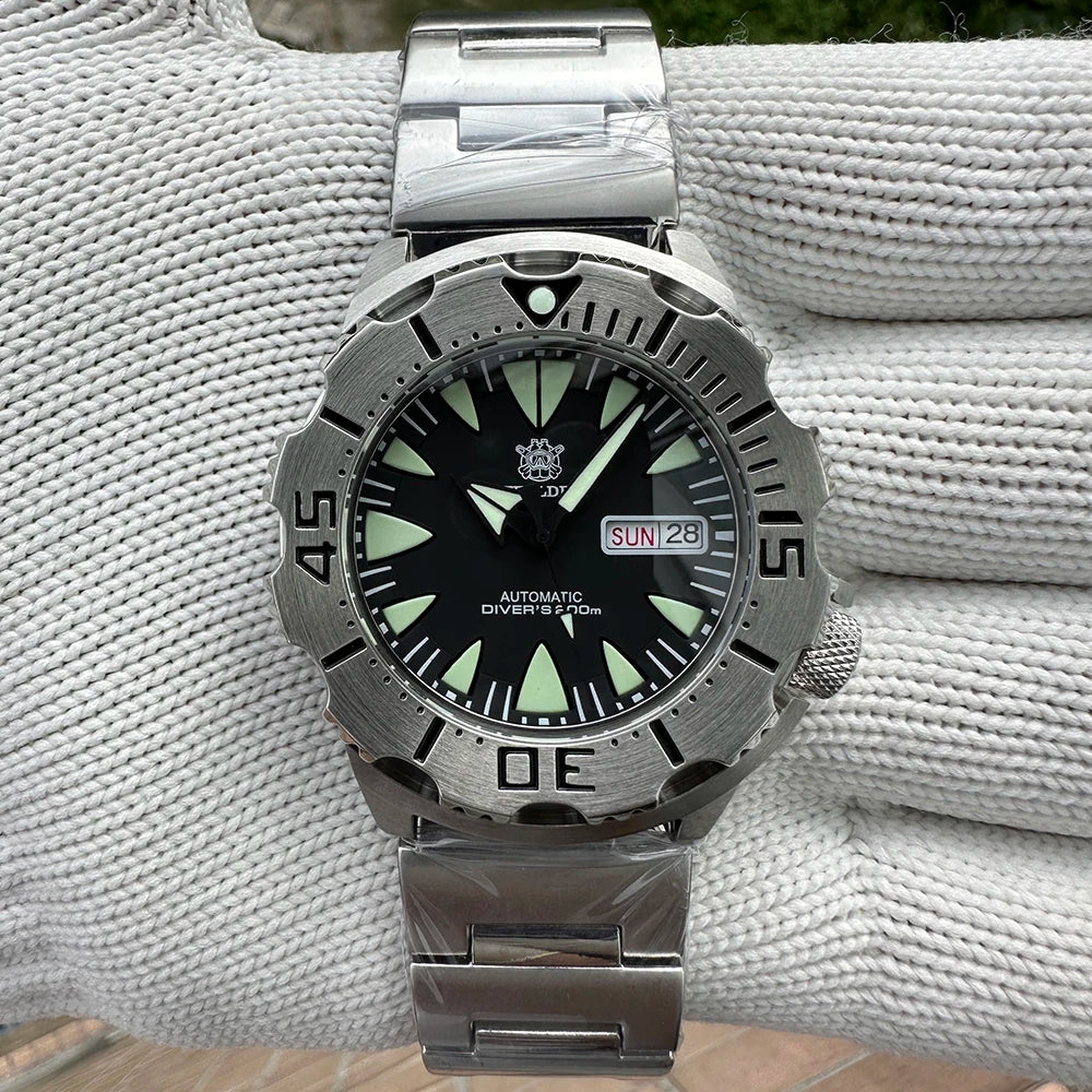 STEELDIVE SD1984 Monster Steel Strap Mechanical Watch NH36 Movt Sapphire Crystal 200M Waterproof Swiss Super Luminous Wristwatch