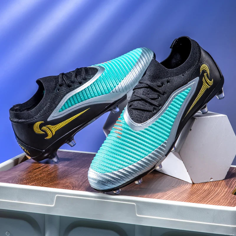 Nouvelles chaussures de football pour hommes, crampons longs antidérapants et respirants pour le sport en extérieur, idéales pour l'entraînement et les matchs, confortables pour adultes