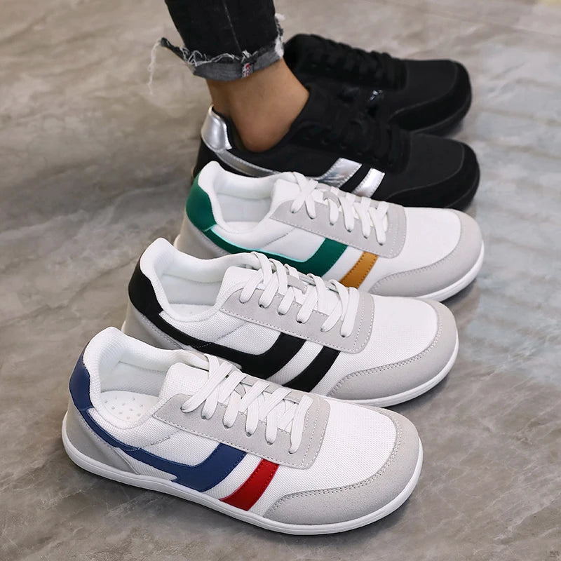 Herresneakers med bred tåboks, barfodssko, minimalistiske, åndbare og komfortable udendørs gåsko, sporty casual blå sko 2025