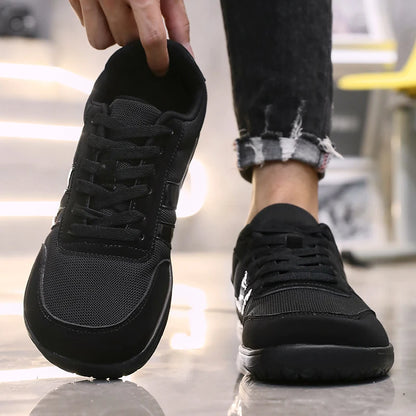 Herresneakers med bred tåboks, barfodssko, minimalistiske, åndbare og komfortable udendørs gåsko, sporty casual blå sko 2025