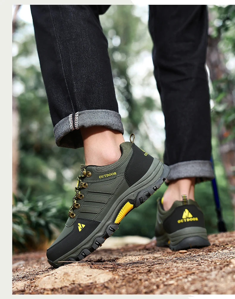 Men's Hiking Shoes outdoor waterproof Leather Anti Slip Comfortable Hunting Walking Shoes Wear-resistant Casual Sneakers