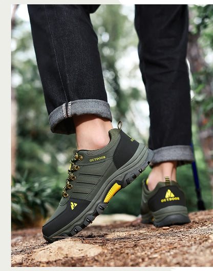 Men's Hiking Shoes outdoor waterproof Leather Anti Slip Comfortable Hunting Walking Shoes Wear-resistant Casual Sneakers