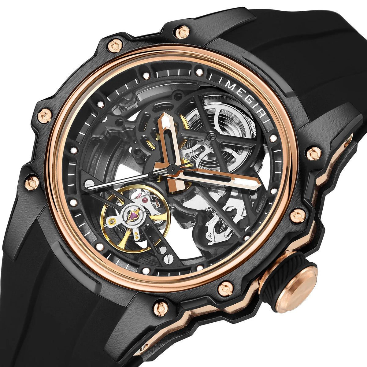 MEGIR Fashion Men's Full Automatic Watches Hollow Out Luminous Sports Mechanical Watch Waterproof Wristwatches Reloj Hombre 2243