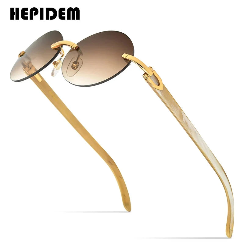 HEPIDEM Buffalo Horn Glasses Men Famous Brand Design Rimless Sunglasses Women Luxury Eyewear Horn-Rim Frameless Buffs Eyeglasses